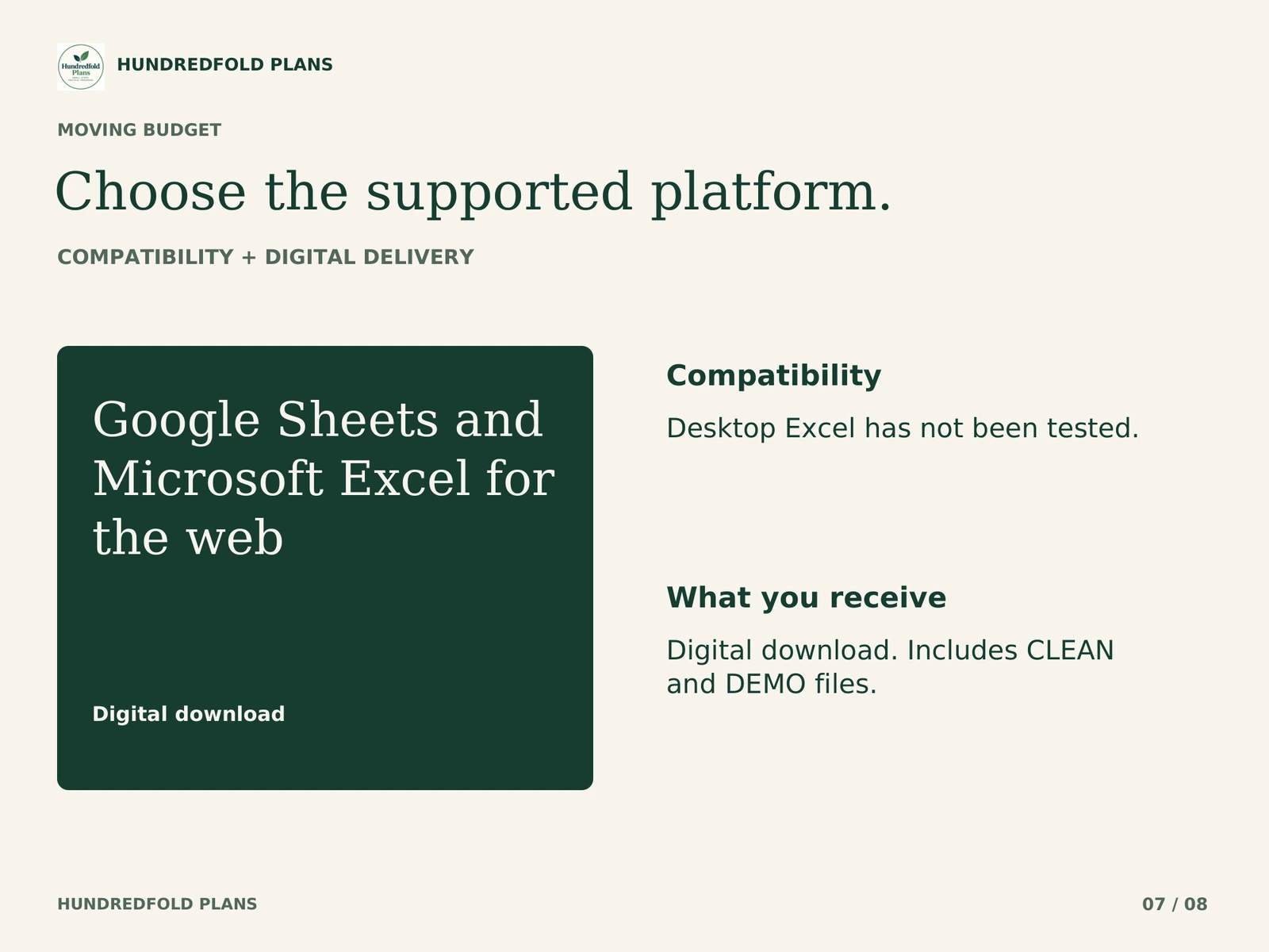 Moving Budget. Google Sheets and Microsoft Excel for the web. Desktop Excel has not been tested. Digital download. Includes CLEAN and DEMO files.